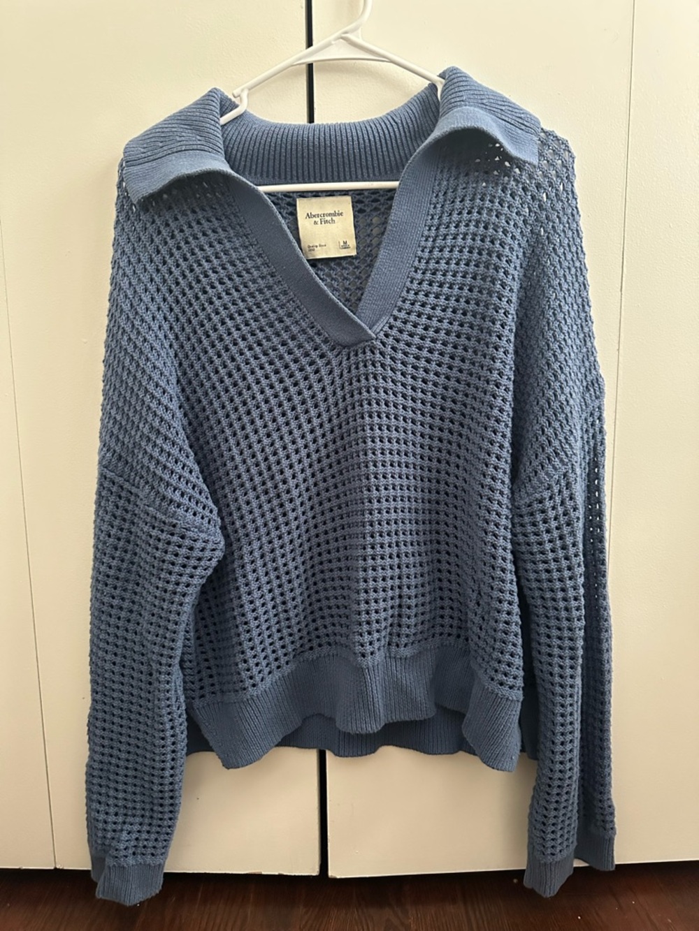 Abercrombie & Fitch Open Weave Crochet Sweater Medium Pullover 100% Cotton